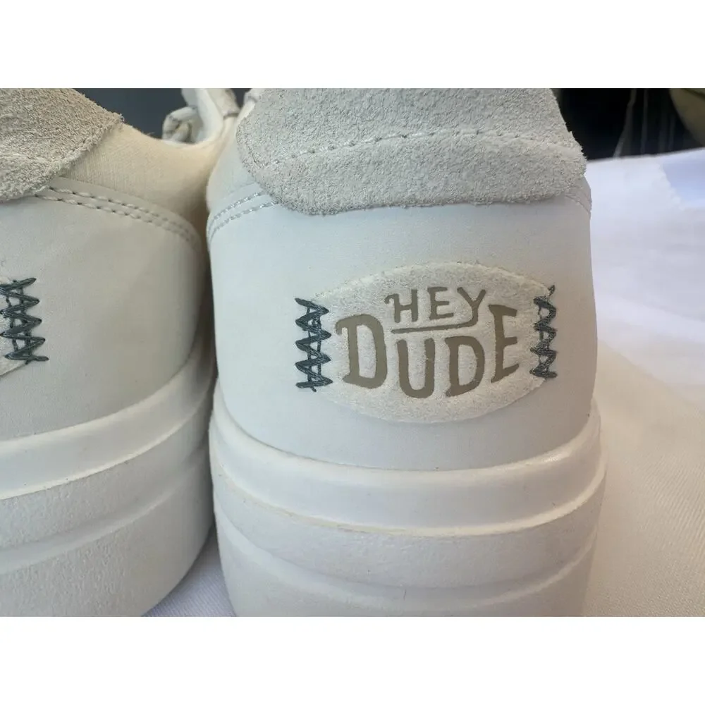 Hey Dude Womens Hudson Lift Platform Sneakers White Casual Shoes size 8